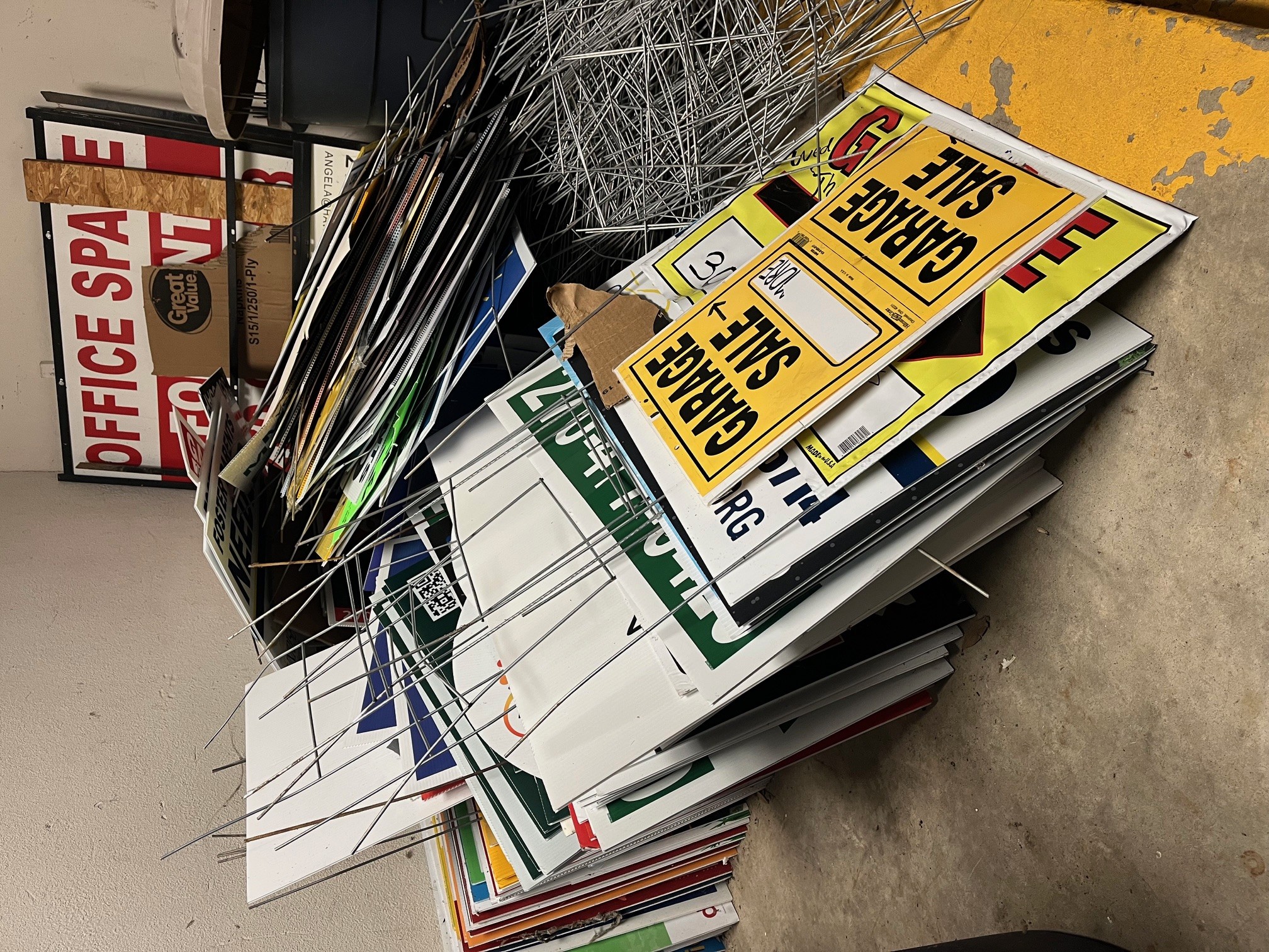 signs stored at City Hall
